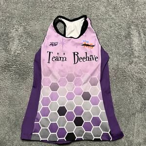 Podiumwear Tank Top Shirt Womens Medium Racer back Cycling Pockets Beehive MS